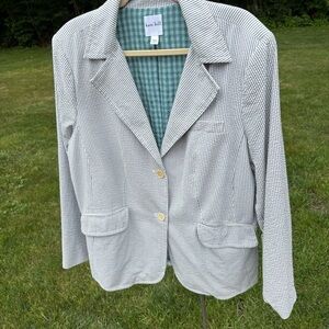 Kate Hill Women's Gray Seersucker Striped BlazerSize 18W
